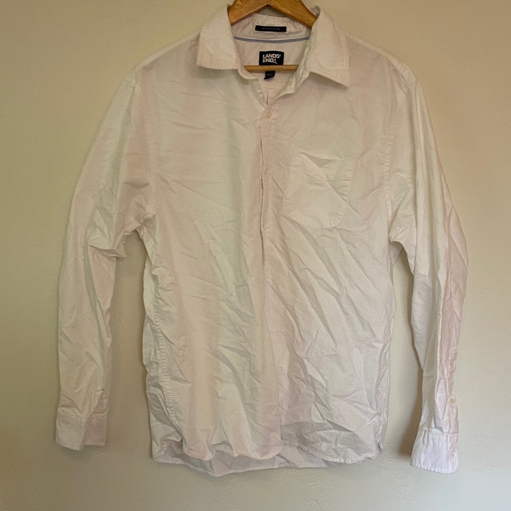 Lands' End Men's Cream Button Down Shirt